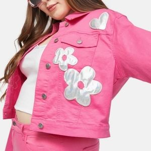 dELiA*S Hologram Flower Applique Twill Jacket